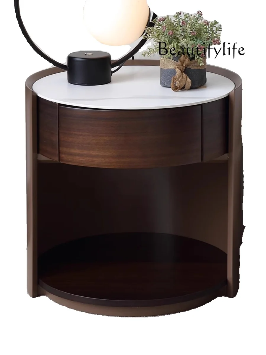 

Итальянский минималистичный круглый прикроватный столик, угловой столик для спальни, каменная тарелка для хранения краски, боковой шкаф