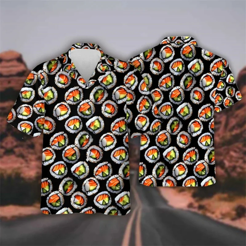 Fashion New 3D Delicious Sushi Printed Shirts For Men Shrimps