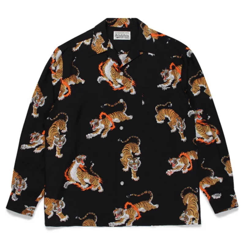 

Autumn Breathable Best Quality Tiger Print Pattern Men Women 2023 Fashion WACKO MARIA Shirt