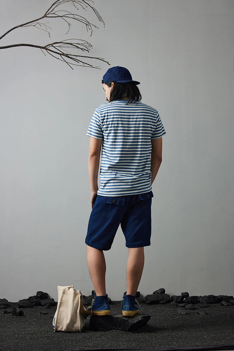 Japanischen Retro Blau Gestreiften T Shirt Herren Baumwolle Casual T-shirts Männer Sommer Streetwear Sailor Kleid Unisex Übergroßen Breton Tops – Detail 13