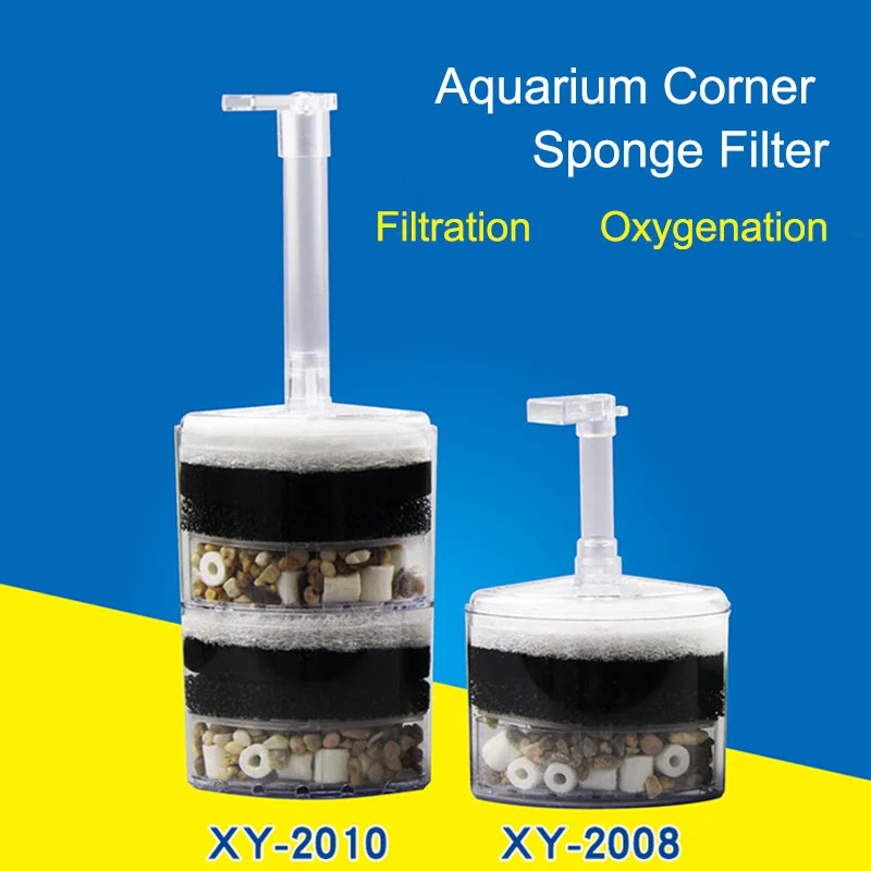 CNZ XY-2010 Eckfilter 3 Stück – Luftbetriebener Bio-Schwammfilter, 27,9 Cm, Für Aquarien 57-151 Liter