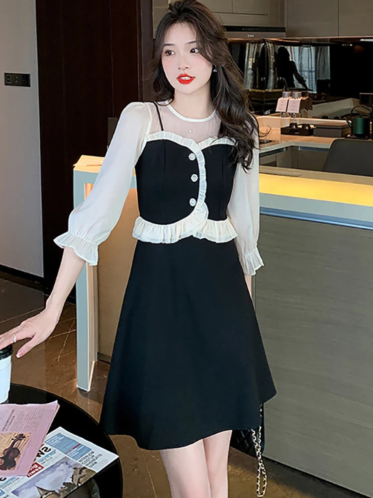 「韓国ファッション」flared scarf mini dress Amazon.com: Y2k Floral Mini Tube Dress with Scarf Formal