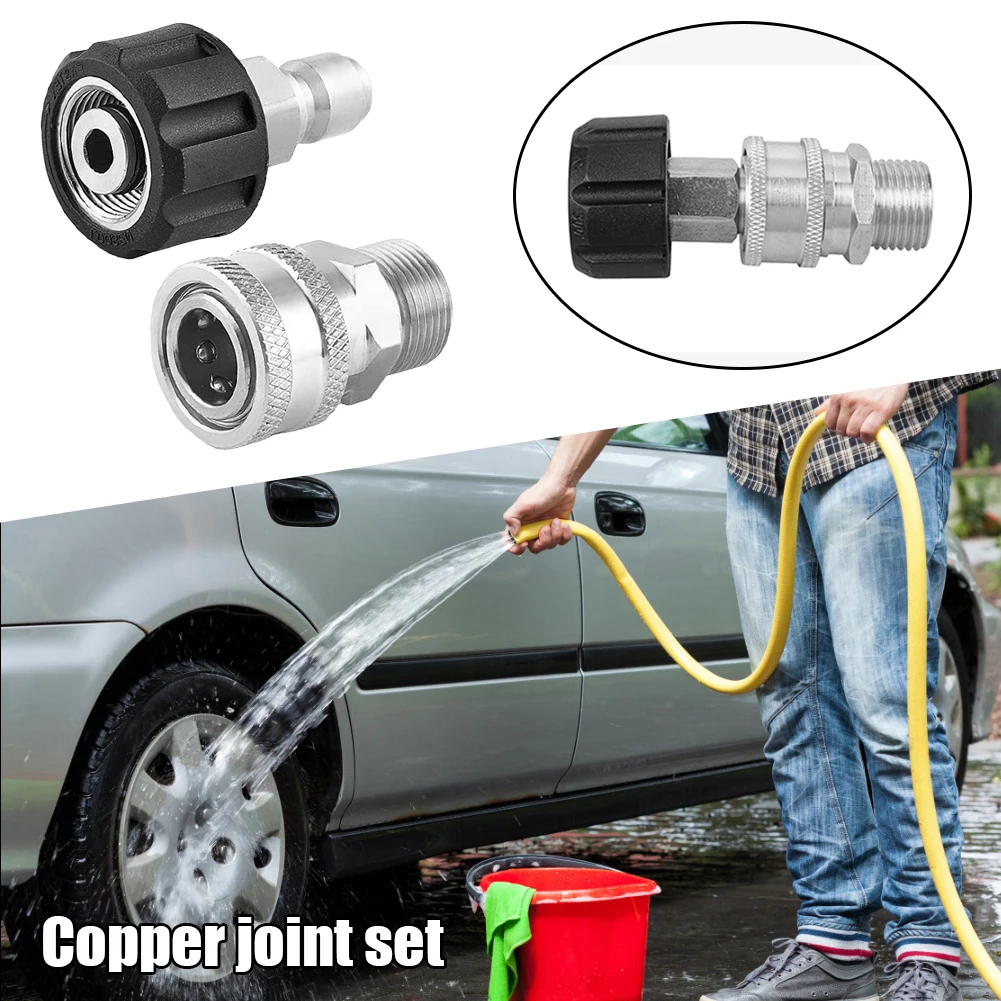 Pressure Washer Quick Connect Fittings M22 14mm to 3/8 Inch Pressure Washer Hose & Gun Adapter Max 4000PSI Car Wash Coupler 2