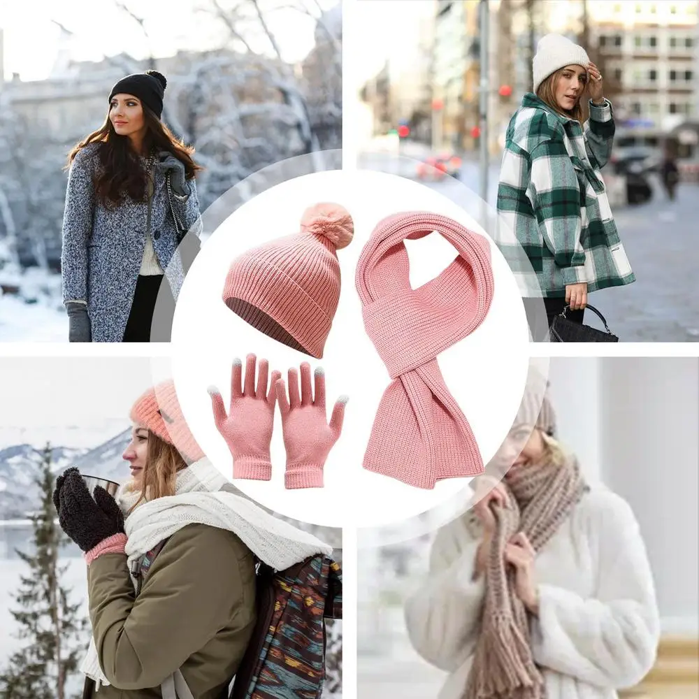 Vinterset med mössa halsduk handskar och pannband för damer_voghion.com