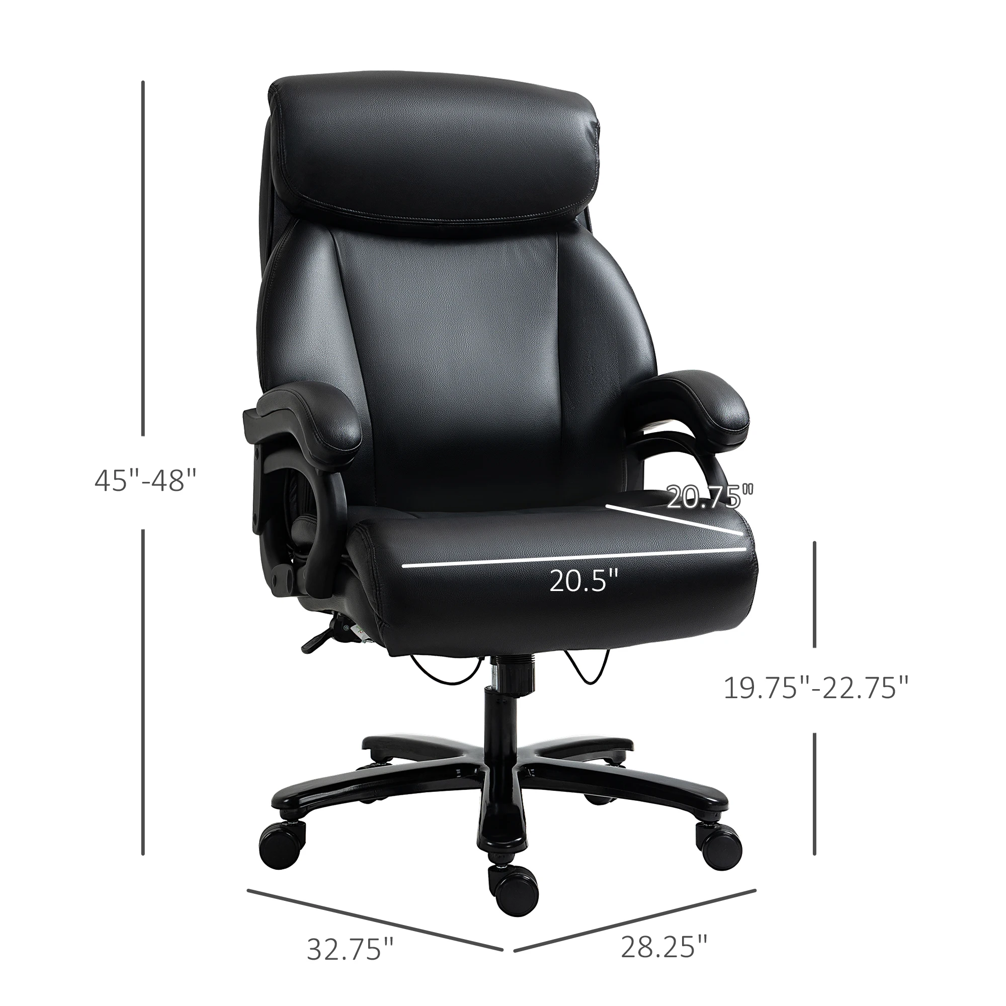 Vinsetto Big and Tall Executive Office Chair 396Lbs with Wide Seat, Home High Back Pu Leather Chair with Adjustable Height 3
