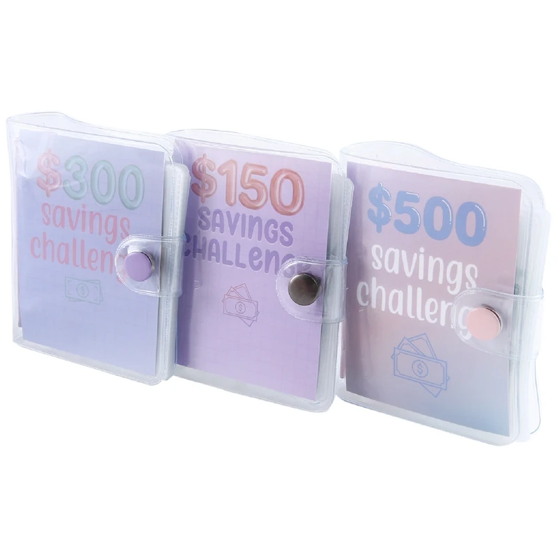 

3 Piece Mini Binder Savings Challenge 150/300/500 Saving Money Budgets PVC Cash Envelope Wallet Budget Binder Notebook Budget