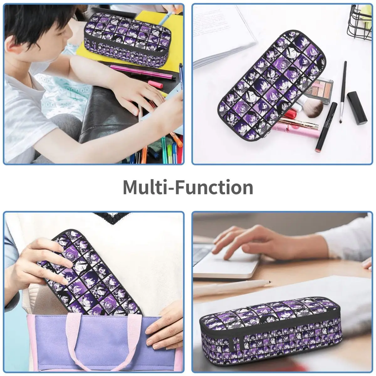 애니메이션 Kokichi Ouma Danganronpa 게임 연필 케이스 연필 파우치 문구 용품 대형 보관 펜 박스 학생용 연필 가방