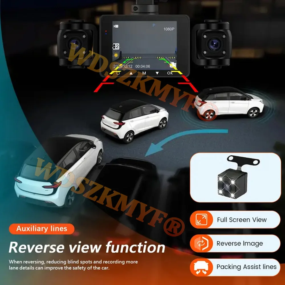 4Channals 1080P Dash Cam for Car DVR WIFI APP Video Recorder 3Lens Front Right Rear View Night Vision Black Box Car Assecories