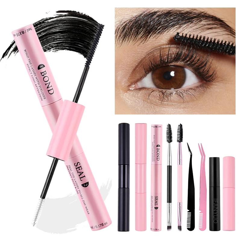 2-in-1 Adhesive and Sealing Eyelash Glue Suitable for DIY Group Eyelashes Eyelash Glue Remover Eyelash Curler Brush Kit Makeup