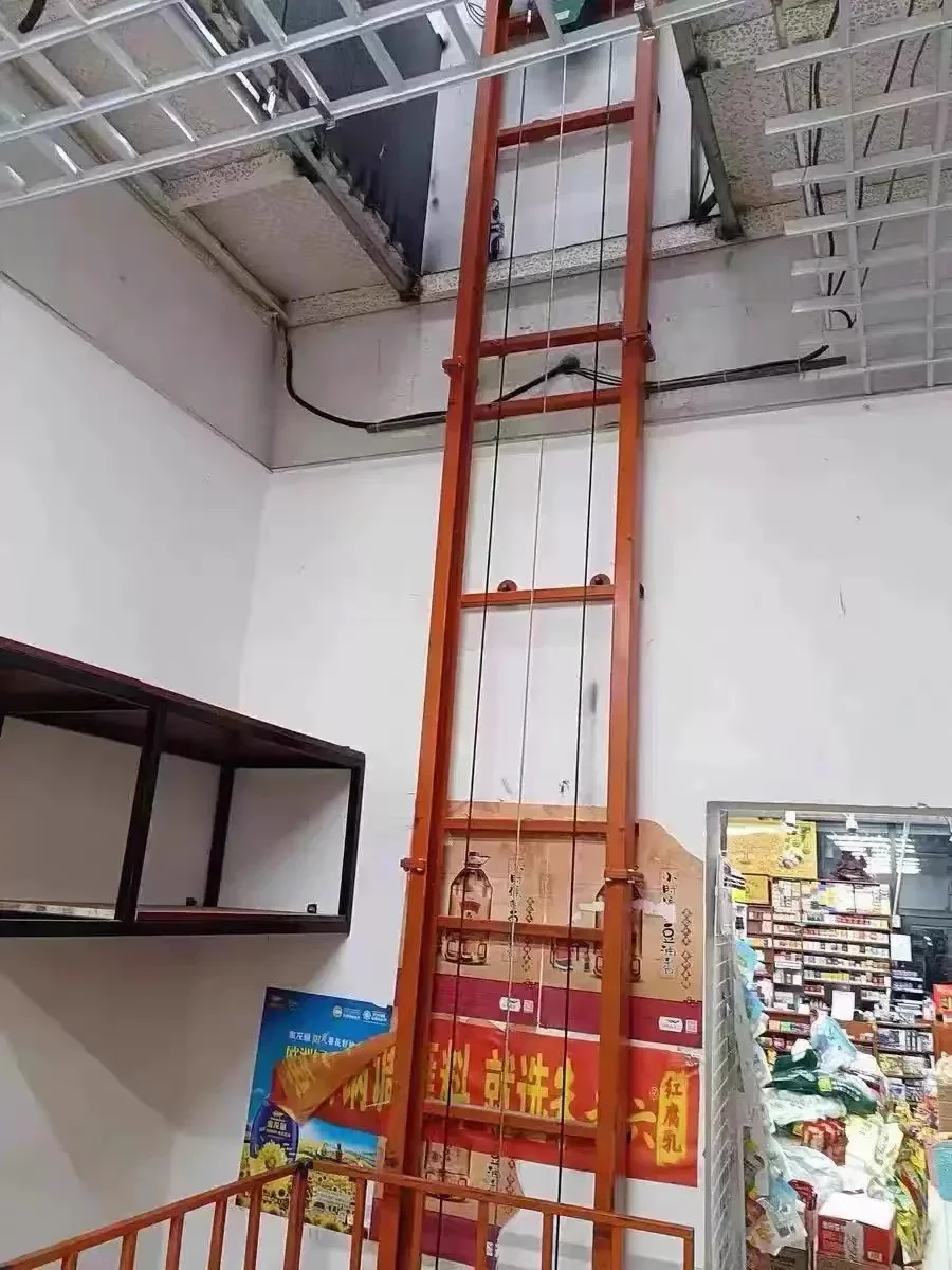 Small Electric Monorail Freight Elevator, Remote Control Lift Platform for Cargo, Steel Wire Rope, Workshop Outdoor Use
