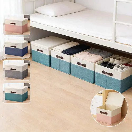 S/M/L/XL Foldable Linen Storage Boxes with Handle Wardrobe Organizer 1pc Basket Space Saving Cube Drawer Bin for Home Camping - Image 2