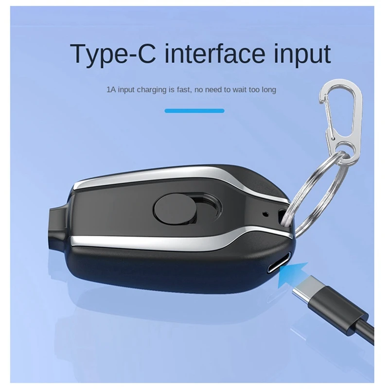1200Mah Portable Mini Power Bank Keychain Powerbank Mobile Phone Spare External Battery For Smartphone,Type-C Durable