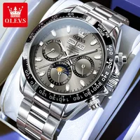 OLEVS 6654 Luxury Brand Men Automatic Mechanical Watch Stainless Steel Waterproof Date Moon Phase Timing Watch Sports Men Watch