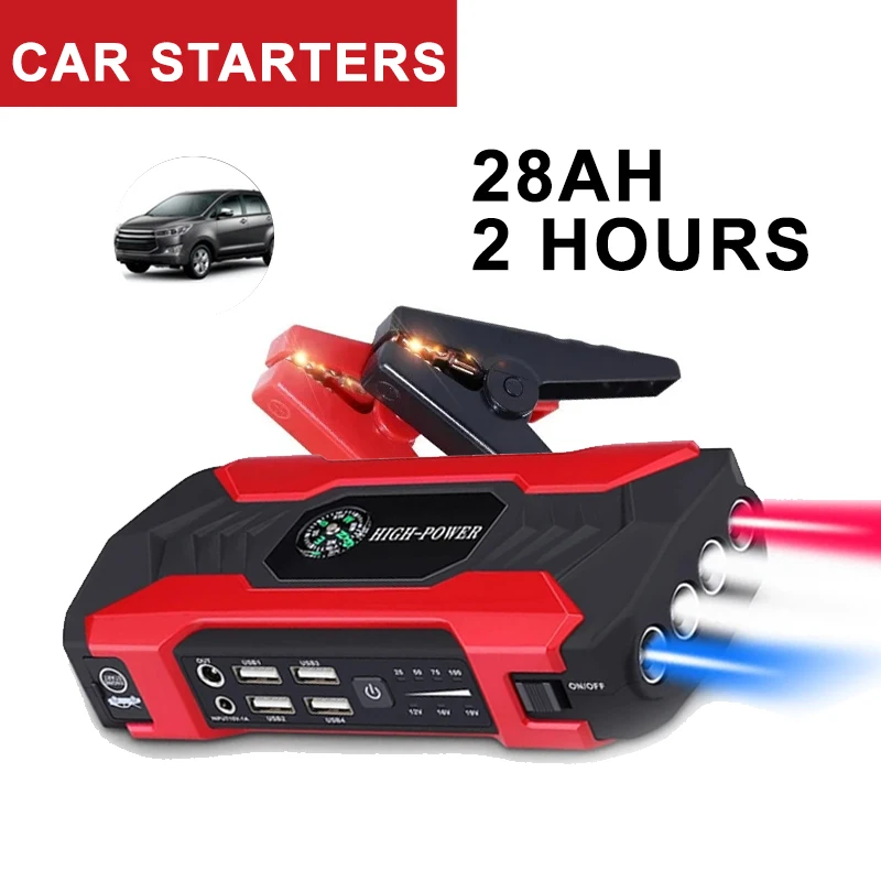 

12V 28000mAh car starter, car battery starting tool, car battery emergency booster, booster charger with power bank function