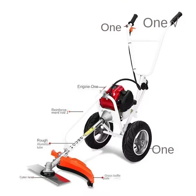 Hordozható Gyomnövényes Gép Kézi Push Gyomláló Fűnyíró 2 Stroke 52Cc -Os Gazdagép Kerékkel 2,5 Kw 2,2 Lóerő - Image 5