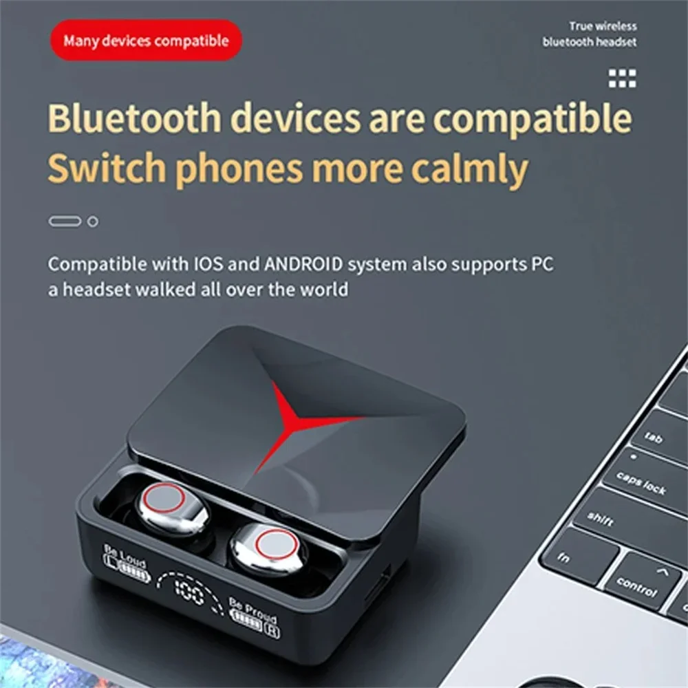 Wireless TWS M90 Gaming Earbuds Bluetooth 5.3 Sport Earphones with Mic Low Latency for iPhone Samsung Xiaomi Huawei Oneplus Poco