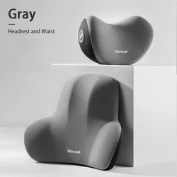Ergonomic Car Seat Support Cushion - Neck and Lumbar Comfort Solution (1 set gray)