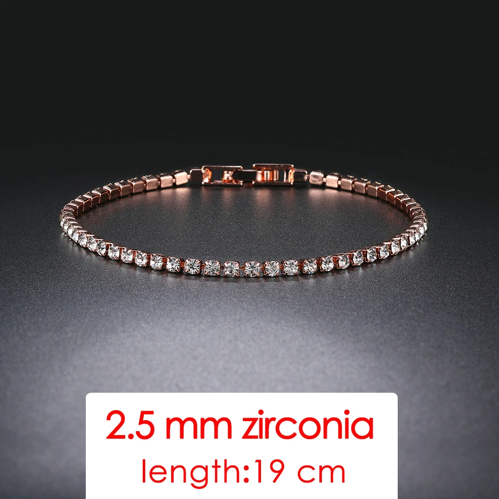 Rose Gold Crystal Tennis Chain Bracelet