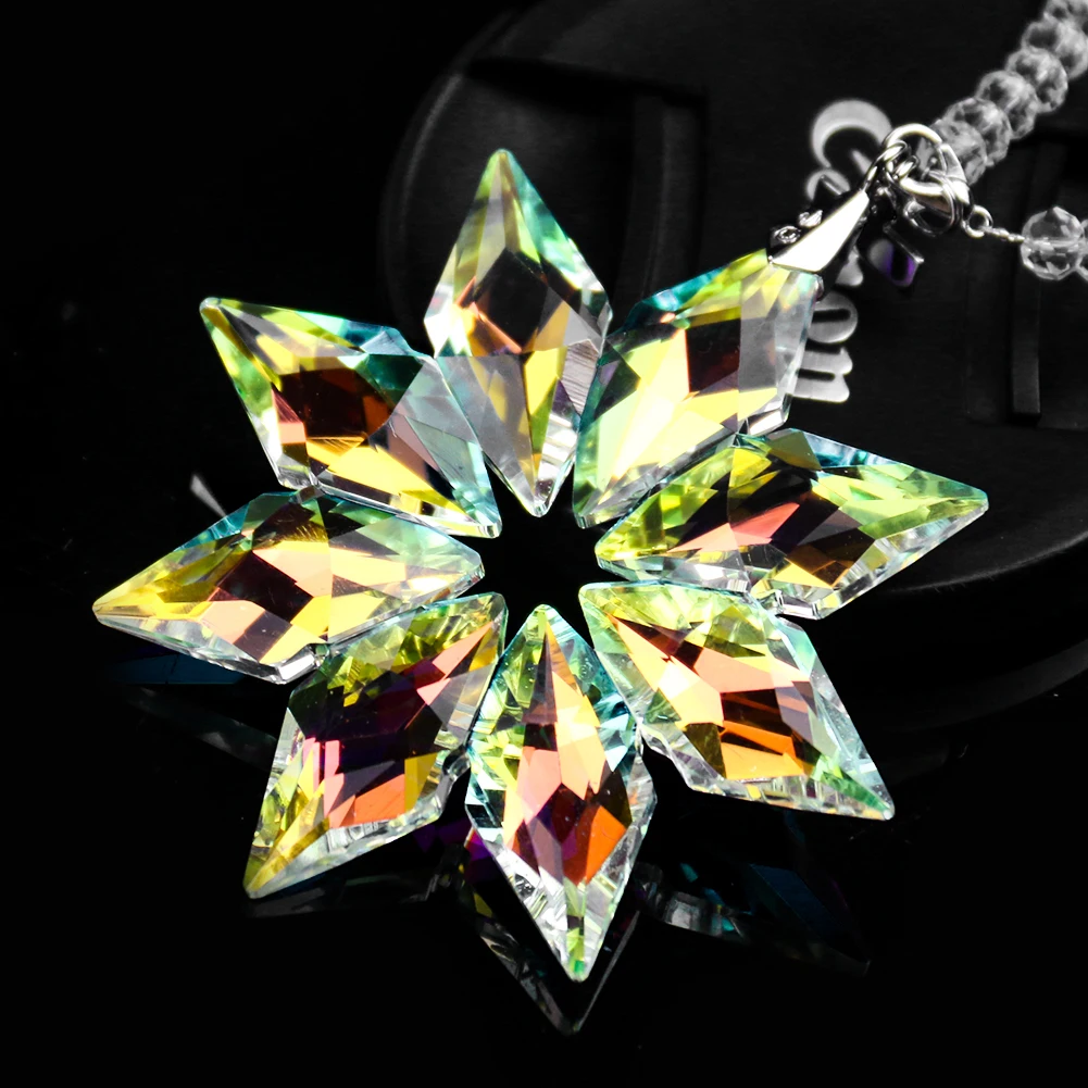 Fire Polished AB Color Daisy Sun Flower Arrow Crystal Rainbow Sun Catcher Car Pendant Faceted Prism Chandelier Yard Garden Decor