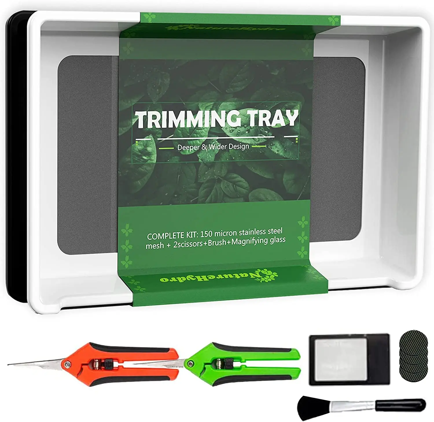 Naturehydro Trimming Tray with Dry Sift Tools Trim Bin for Pollen and Herbs with Screen 2-in-1 Herb Sifter 150 Micron Screen