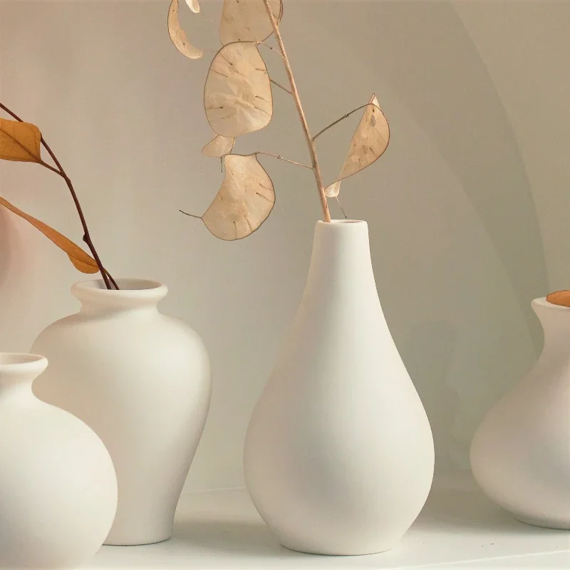 White Ceramic Vase Set 5 Mini Vases Nordic Vases Small Vases Bud Vase Living Room Porch Home Decoration Ornament Gift Home Decor 5