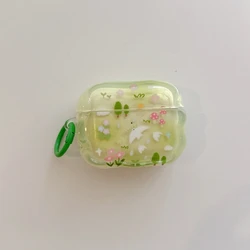 Fresh Green Forest Garden Swallow Earphone Cover Case with Wavy Edge and Pendant, Shock Proof Design - AirPods 4 (Green)