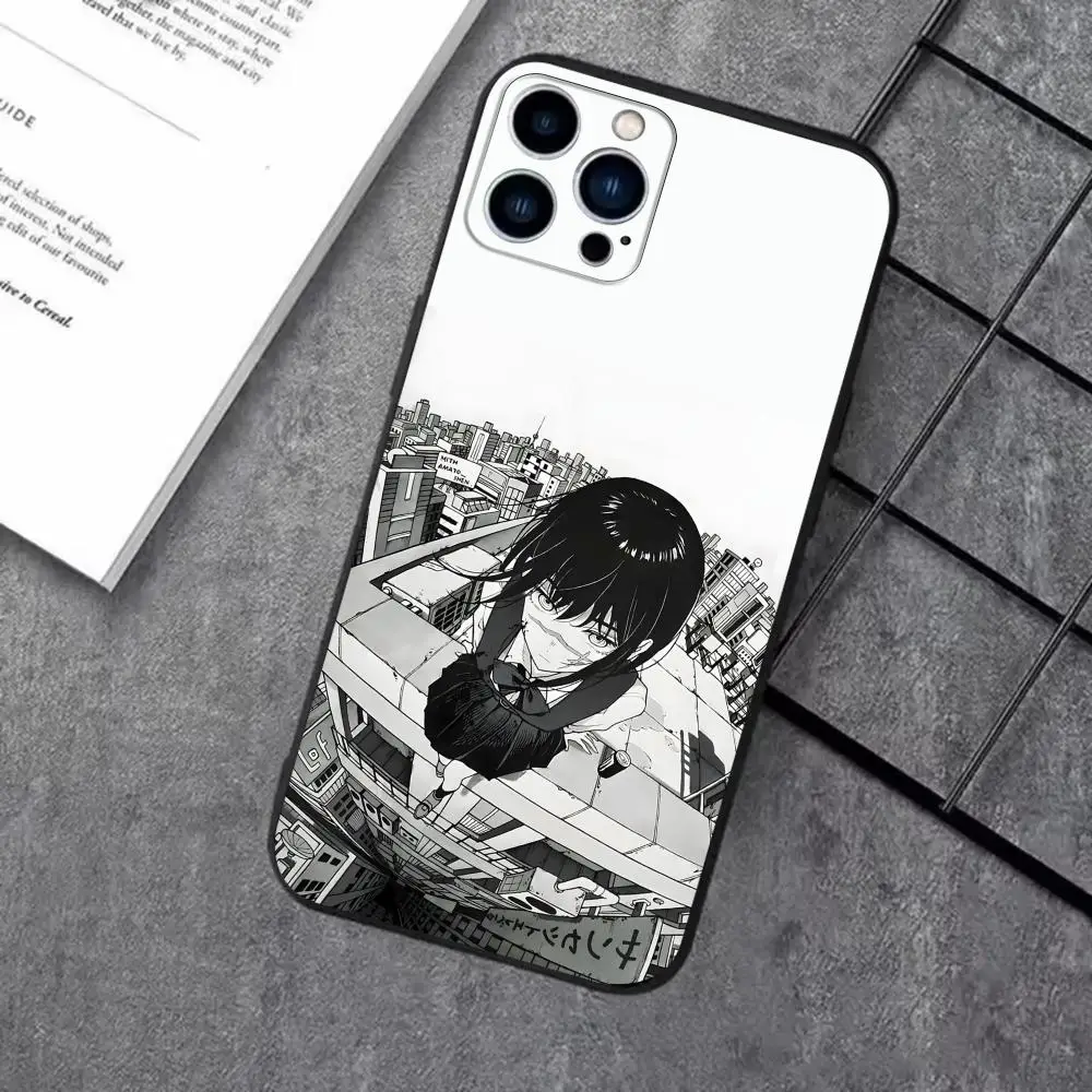 Premium Anime Chainsaw Man Shockproof Phone Case - Soft Black Cover