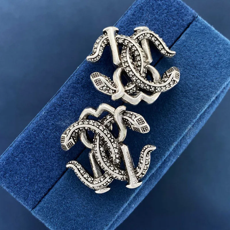 Donia Jewelry European and American Fashion Titanium Steel Micro-Inlaid AAA Zircon Double Snake Silver Needle Luxury Earrings