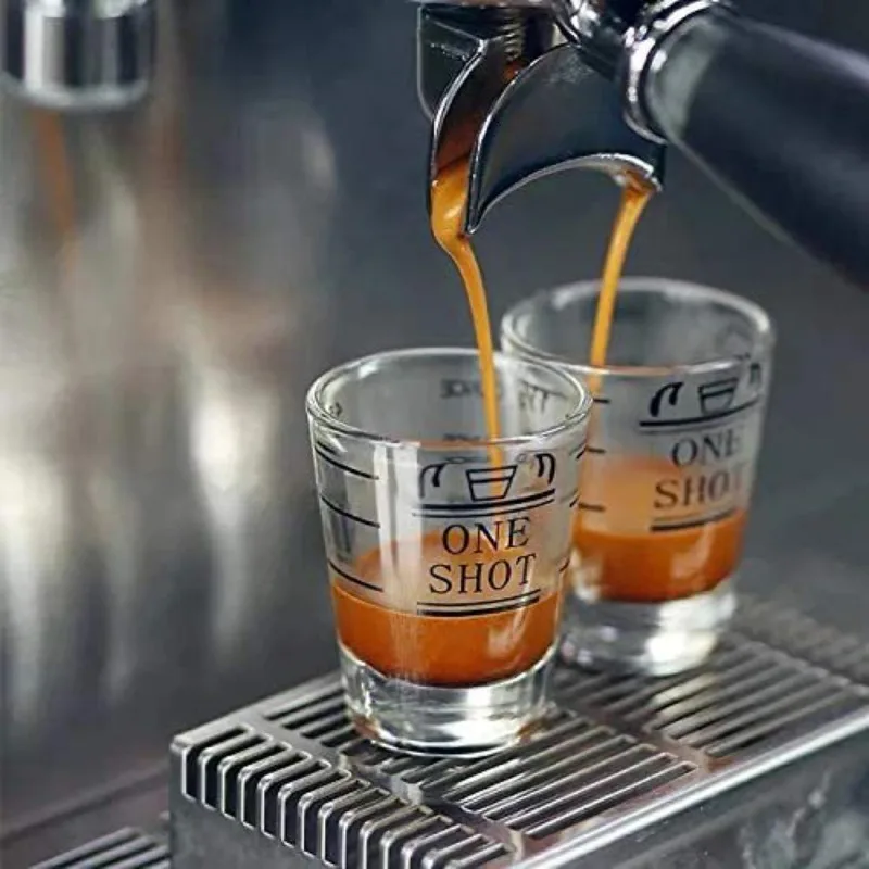 Espresso Mini Glass with Graduated Measuring Cup, Espresso Extractor, Modern, Simple, Household, Kitchen, Round, Thickened Ounce