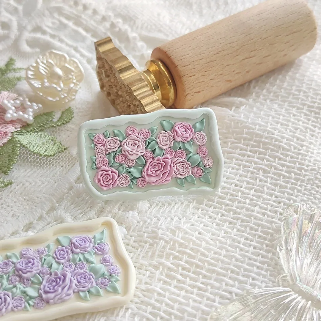 Bouquet series lacquer seal rose birchapple flower seal head multi-layer fine carved tulip relief cute DIY copperhead stamp toy
