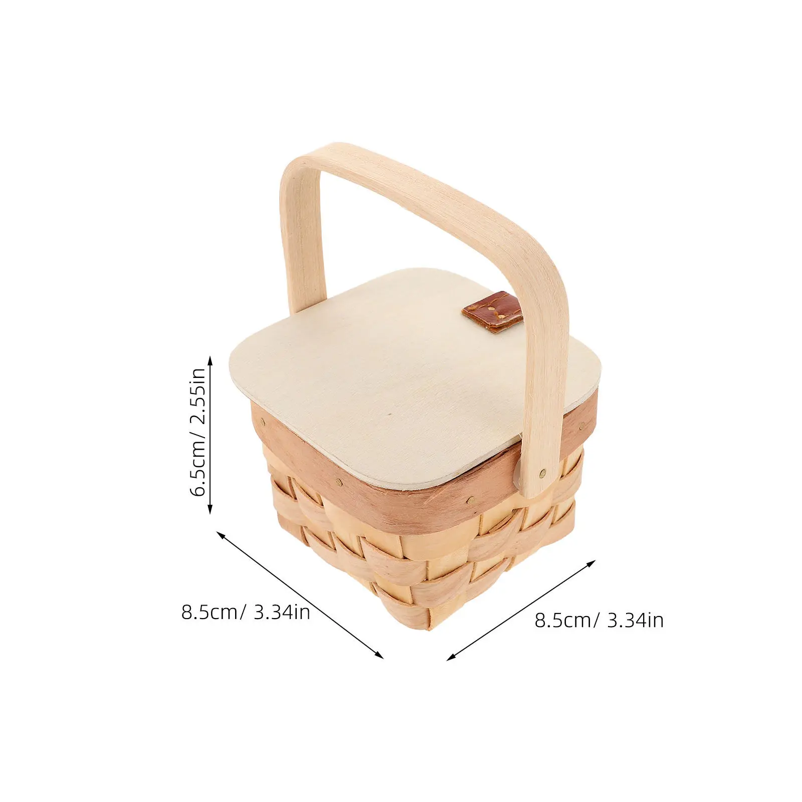 손잡이가 있는 2Pcs 미니 짠 바구니 천연 나무 경량 어린이 DIY 공예 보관함 농가 피크닉 사탕 홀더 파티 선물