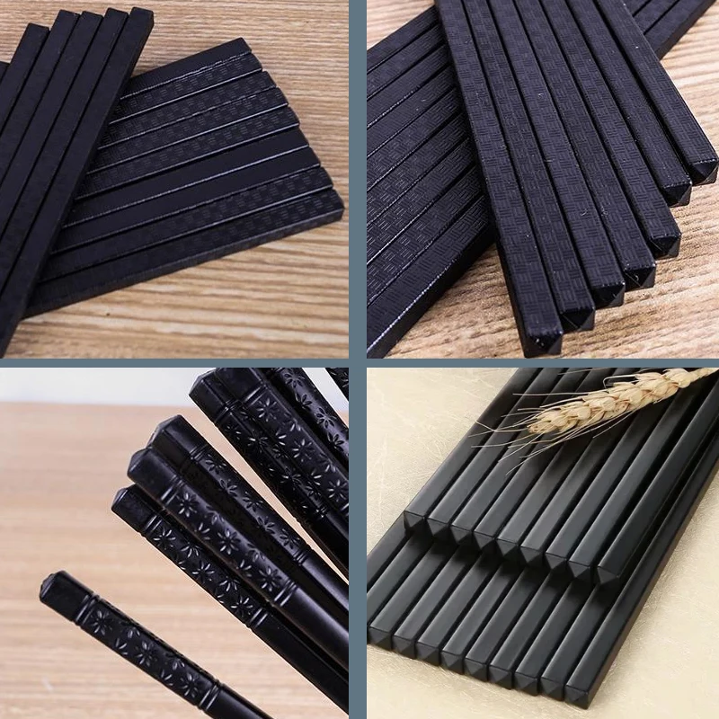 1 Pairs Alloy Chinese Chopsticks Food Japanese Sushi Sticks Reusable Non Slip Dishwasher Safe Bamboo Shape Food Grade Chopsticks