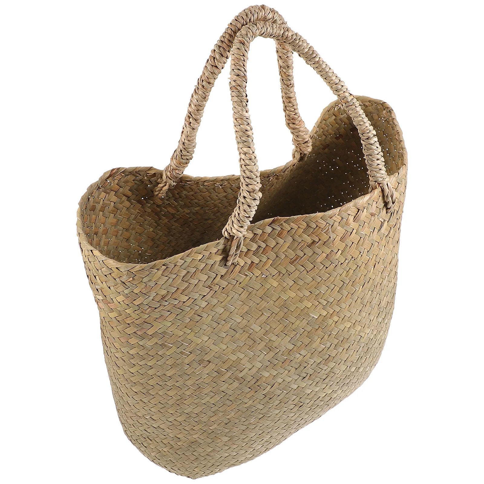 

Straw Flower Basket Woven Hand-held Wicker Storage Garden Plant Container Tote Bag