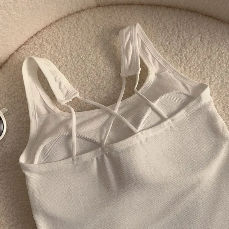 Image of Hello Kitty Sanrio Fashion Clothing Y2K Top with Breast Pad Cute Top Girl Summer Cool Cropped Top White Sexy Suspender Girl Gift