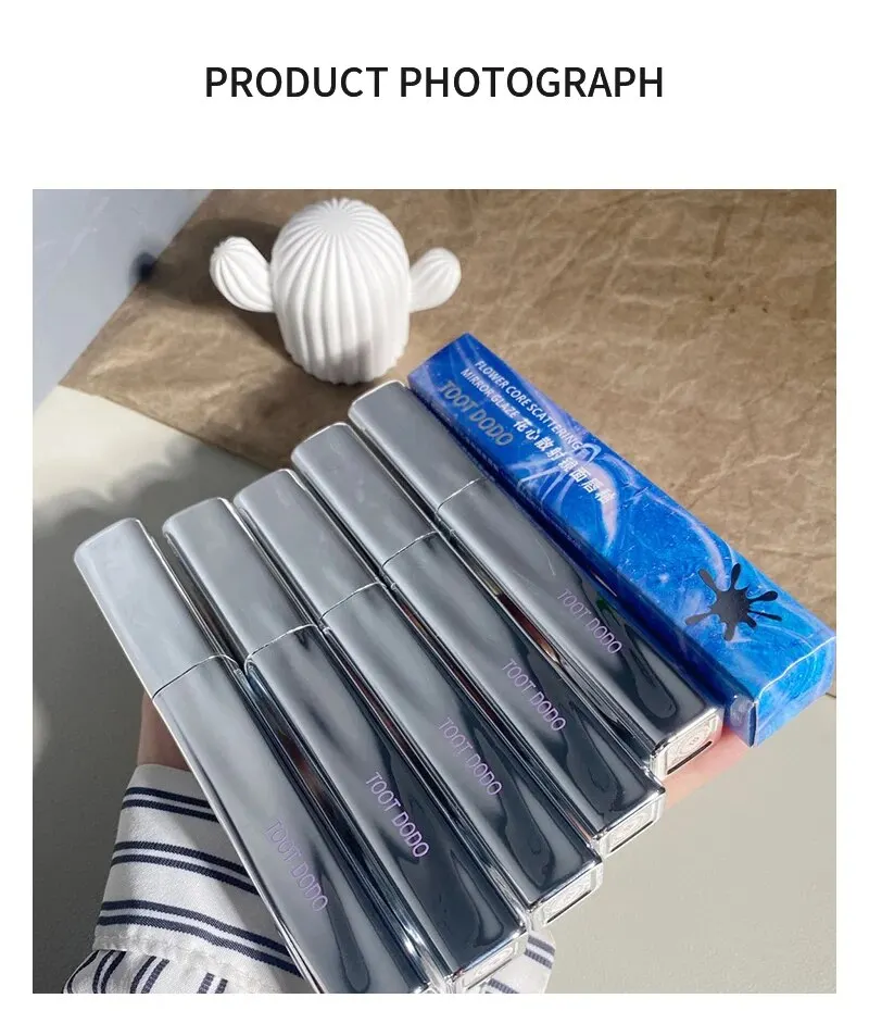 Toot dodot820 floral zentrum spiegel lip gloss ist hell und nicht ölig, feuchtigkeit spendend und farb anzeige. Die Lippen sind wässrig, tr – Detail 9