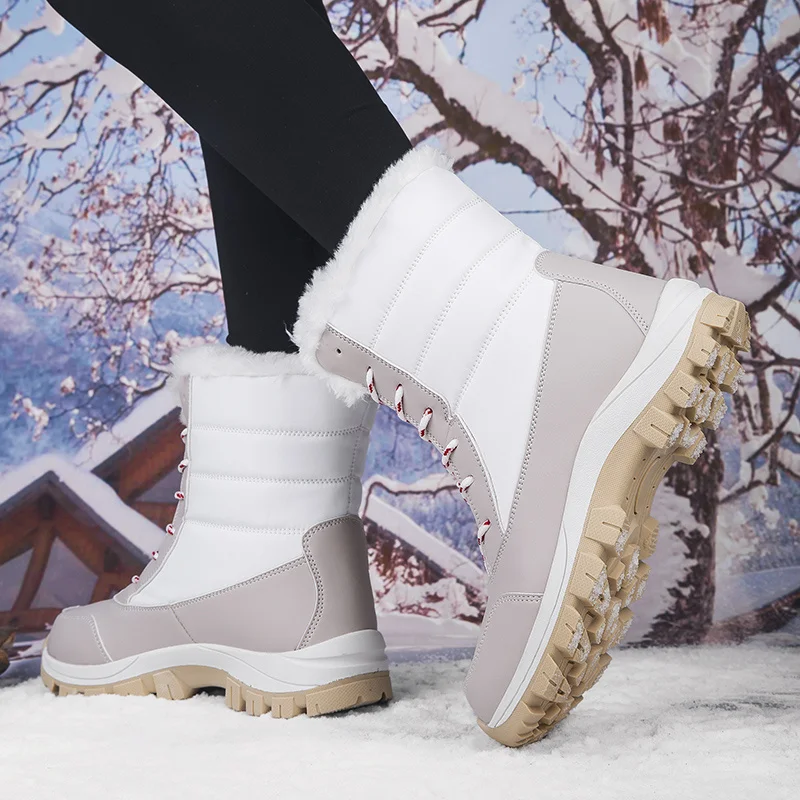Women's Snow Boots Winter Thermal Fur Lined Boots Waterproof Hiking Trekking Ankle Booties for Woman_voghion.com