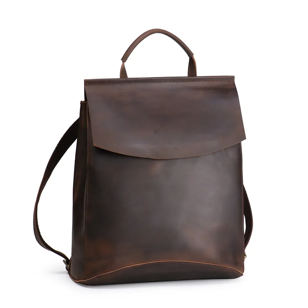 Vintage Leather Travel Backpack Crazy Horse Skin Multi-functional Shoulder Bag Men's Handheld Travel Bag