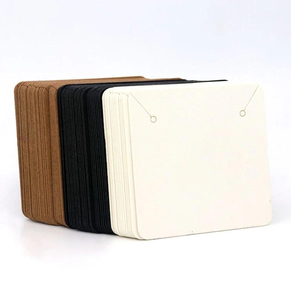 50pcs 5*5cm Colorful Square Blank Kraft Black White Paper Jewelry Necklace Earring Card Label Tags Handmade DIY Accessories jewelry cards