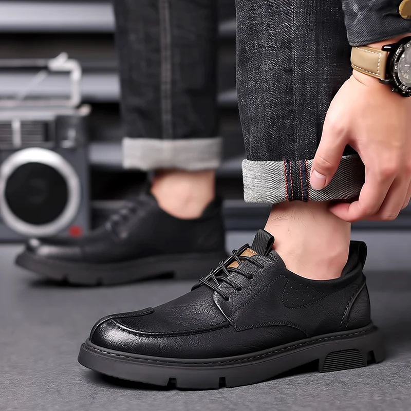 Male Comfortable Oxfords Footwear Autumn New Men Business Shoes New Arrival Men's Casual Shoes Lace-Up Men Leather Walking Shoes 4