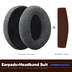 Premium Replacement Memory Foam Ear Pads, Enhanced Comfort Ear Cushions for Headphones (Cotton Cloth Suit)