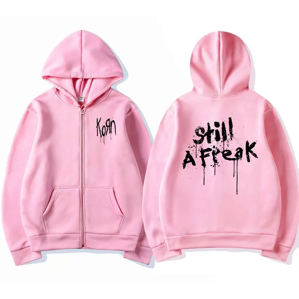 Rock Band Korn Music Concert WORLD TOUR Graphic Zipper Hoodie Men Women Oversized Sweatshirt Male Vintage Gothic Zip Up Jacket