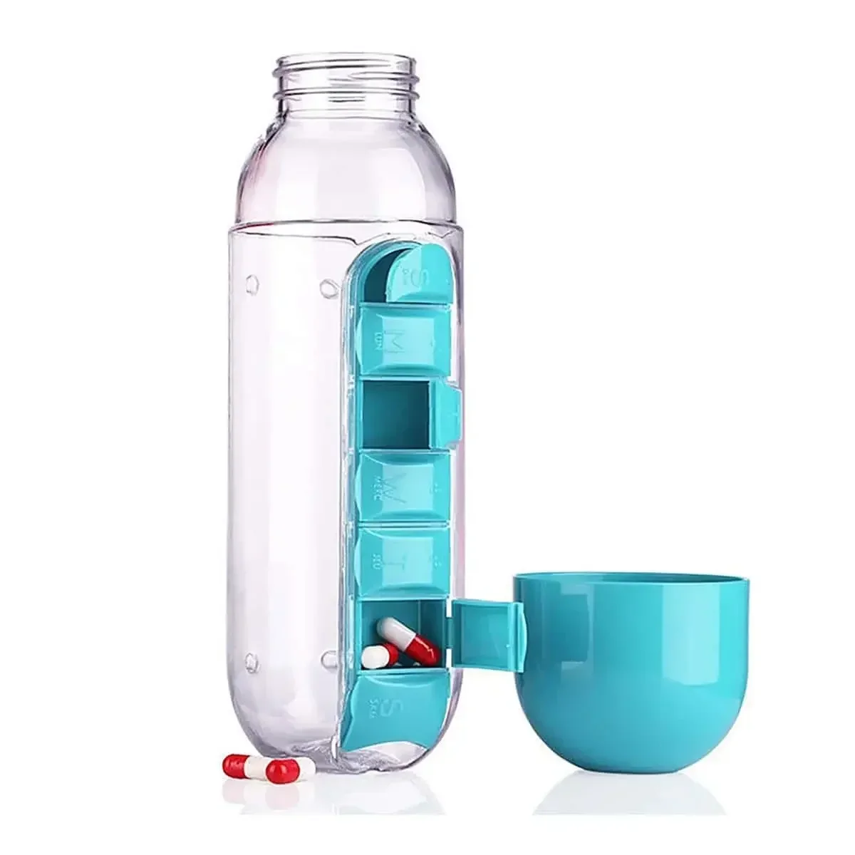 Portable Two-in-One Medicine Box and Water Bottle for Outdoor Activities