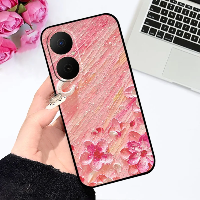 Oil Painted Silicone Back Cover - Soft Matte Protective Case for Huawei Nova Y73/Enjoy 80