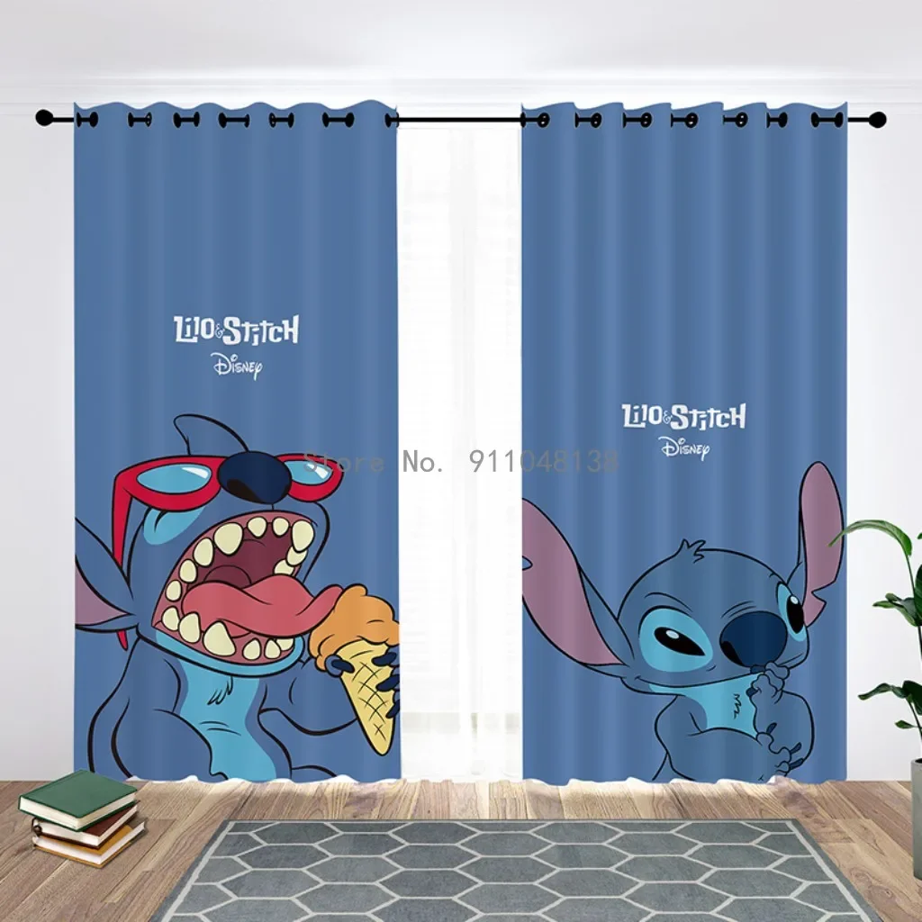 귀여운 디즈니 Lilo & Stitch 3D 암막 커튼, 침실 거실 홈 장식, 어린이, 소녀, 소년, 생일 선물