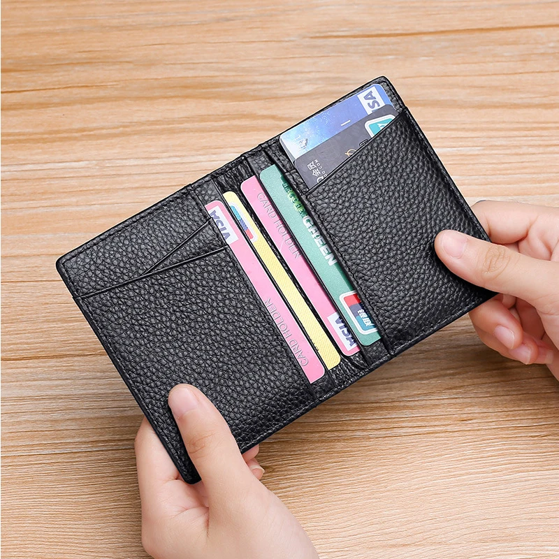 Buylor Genuine Leather Men's Wallet Super Slim Soft Wallet Mini Credit Card Holders Men Wallet Thin Card Purse Women Small Bags