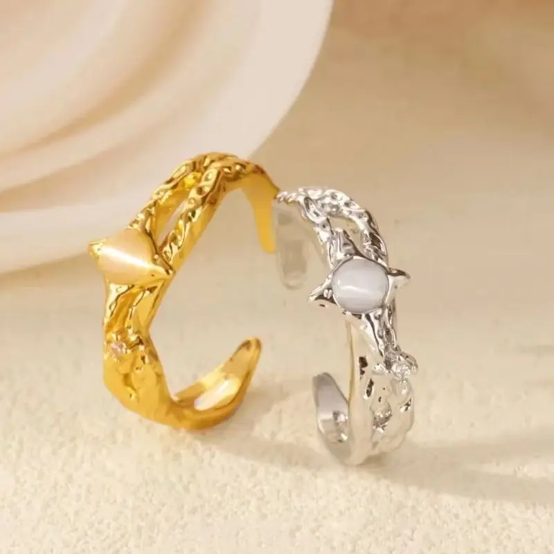 For Women Gold Stone Stainless Steel Wedding Ring
