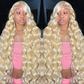 613 Body Wave 13x6 Lace Front Wigs With Baby Hair 250% Density Honey Blonde 13x4 Transparent Human Hair Wig For Women 40 42 Inch 1