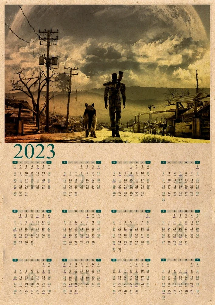 Game Poster Fallout Series Game Retro 2023 Calendar Poster Retro Kraft  Paper Bar Cafe Home Decor Painting Wall Stickers _ - AliExpress Mobile
