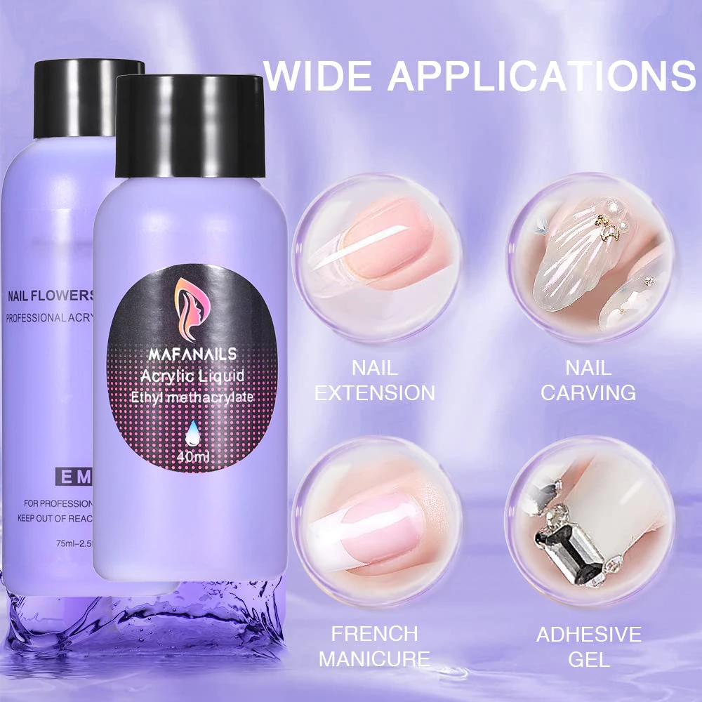 40/75/120ML EMA Acrylic Liquid Monomer For Nail Acrylic Powder Crystal Liquid Manicure Build Extension/Dipping nail acrylic liquid