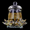 Buddhist Temple Ornament Crystal Lotus Seat Colorful Lotus Great Compassion Mantra Holy Water Cup Crystal Cup Bowl Buddhism Item 1